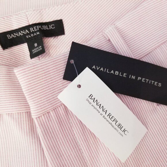 Banana Republic Modern Sloan Pink & White Striped Stretch Pants Size 8 Reg NWT - Picture 9 of 12